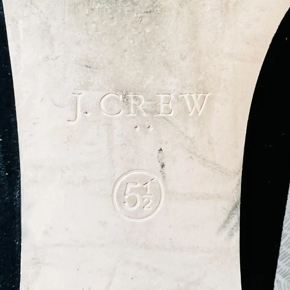 J Crew Shoes Womens 5.5 Black Suede Penny Loafer Flats Almond Toe Slip On Casual